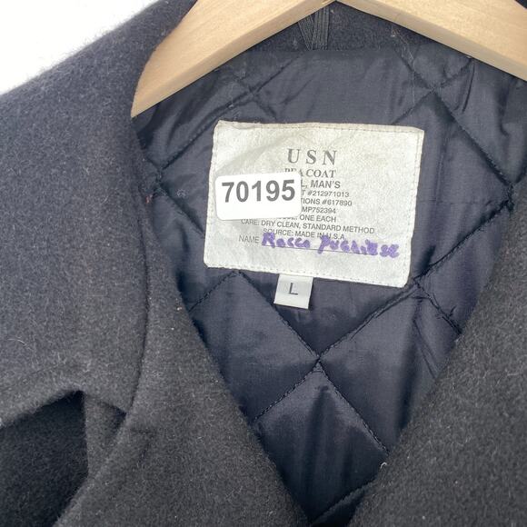 US NAVY Jacket Men L USN Military Wool Peacoat Double Breasted Uniform Black VTG - Picture 11 of 11